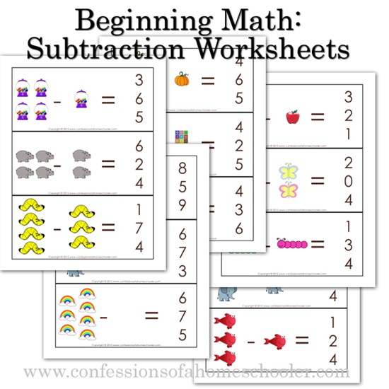 K4 Kindergarten Beginning Math Subtraction Worksheets Confessions Of 