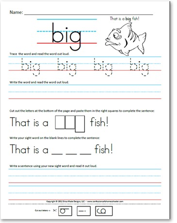 free printable kindergarten sight words