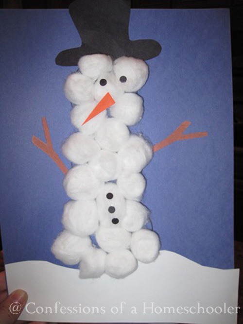 Cotton Ball Snowman Craft