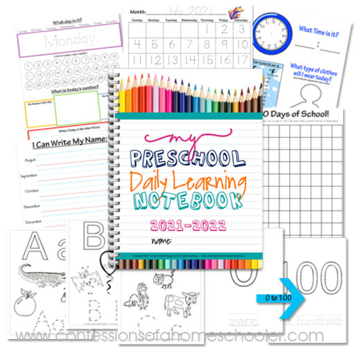 2021-2022 Pre-k Daily Learning Notebook - Confessions of a Homeschooler