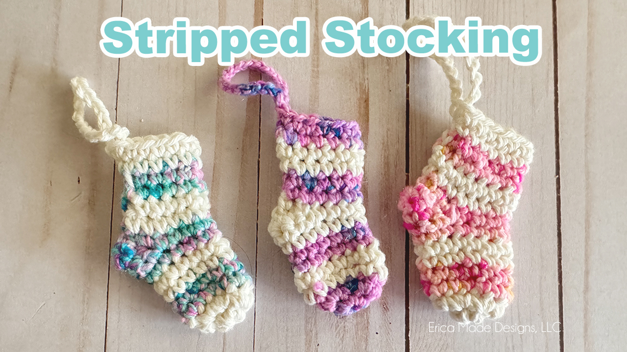 Crochet Stripped Stocking Ornaments