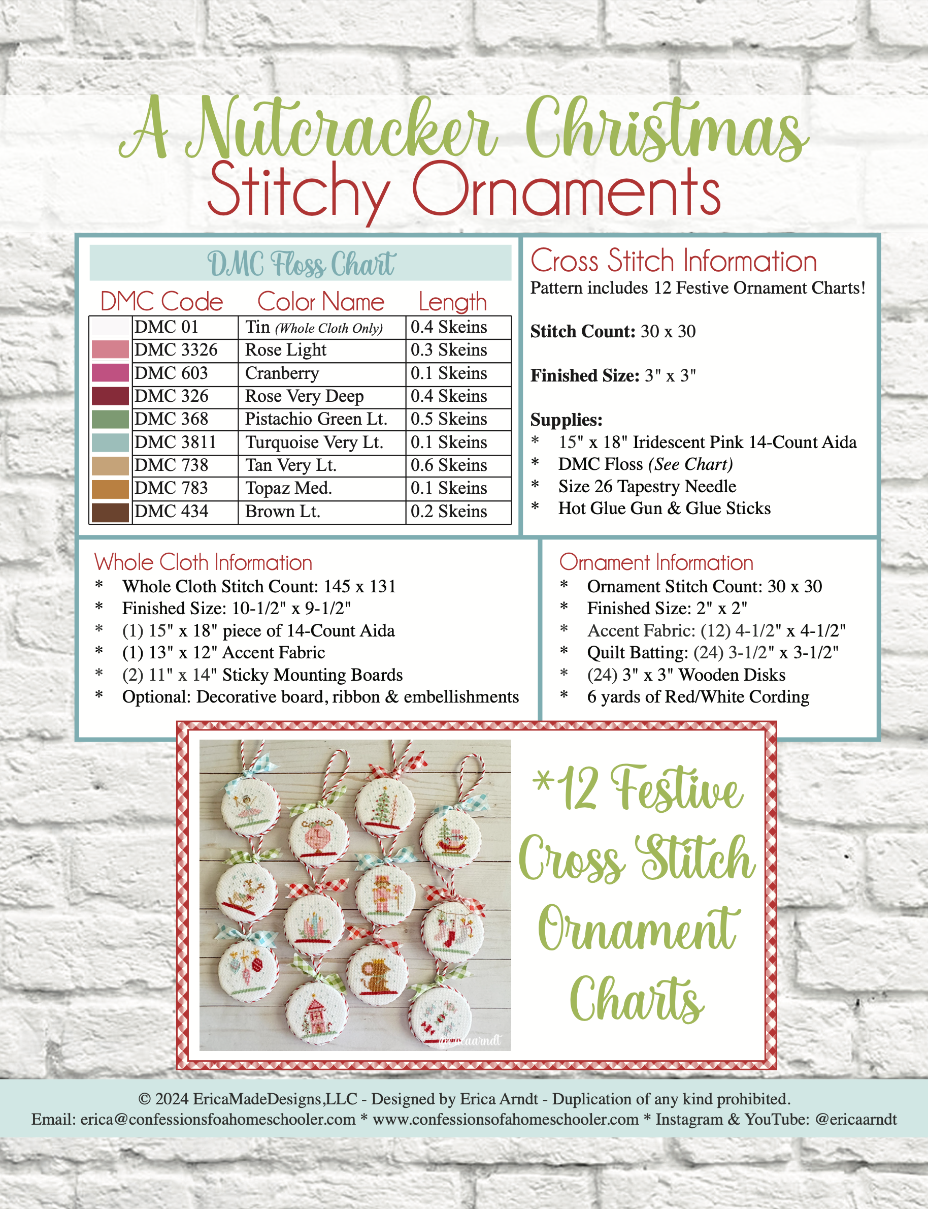 Nutcracker Stitchy Ornaments Floss Chart