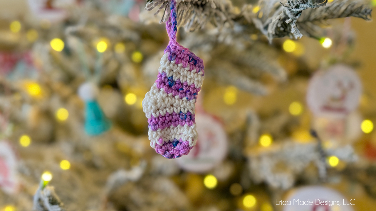 Crochet Stripped Stocking Ornaments